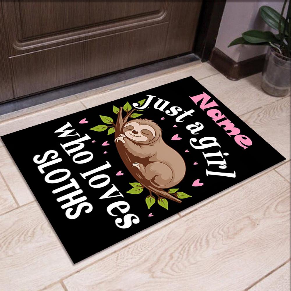 Custom Name Sloth Printed Carpet,Rug for Office Chair Living Room Bedroom Kitchen Room Decor Gifts.