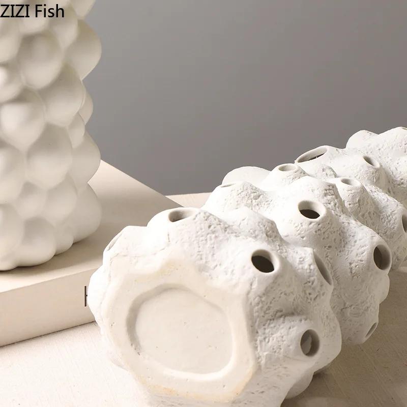 Creative Wind Tunnel Ceramics Vases Artificial Flowers Flower Arrangement Desk Decoration White Coral Porcelain Vase Home Decor