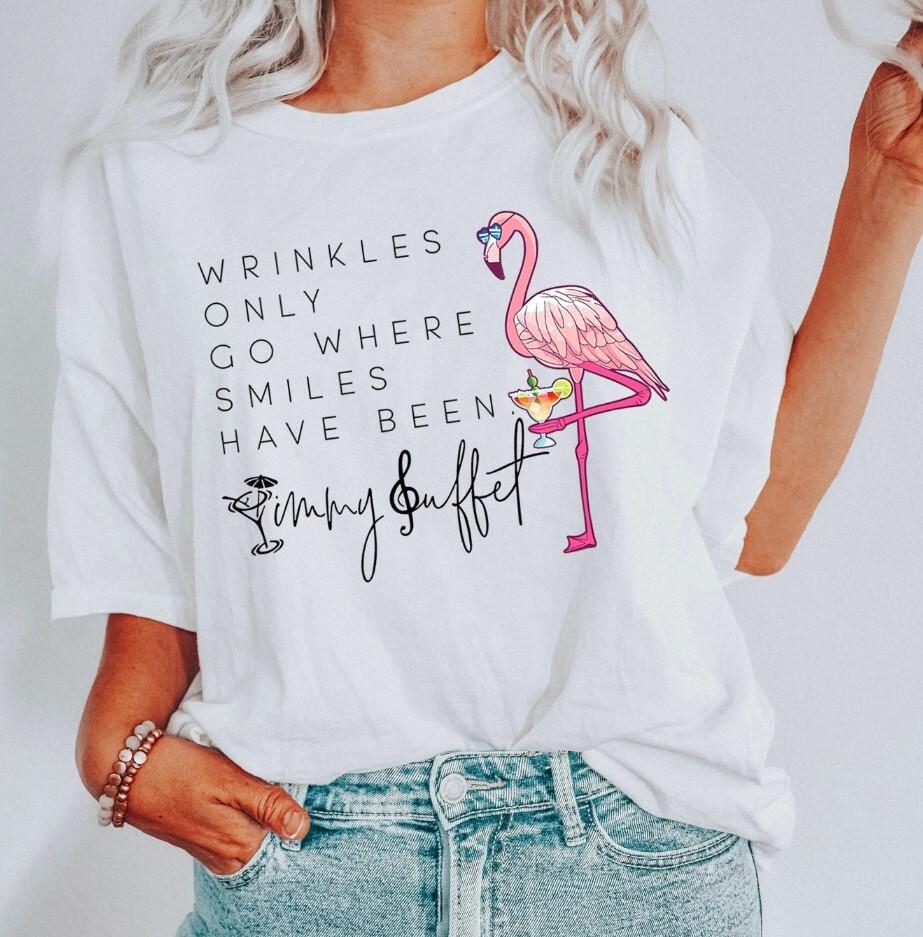 Wrinkles Only Go Where Smiles Have Been Shirt, Jimmy Buffett Memorial T-Shirt, P Unisex T-Shirt XXL