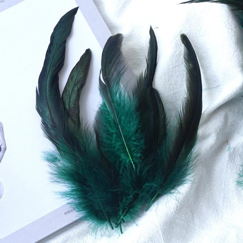 50Pcsdiy Ornaments Crafts Christmas Masks Stage Performance Costumes Colored Chicken Feather Cat Stick Feather