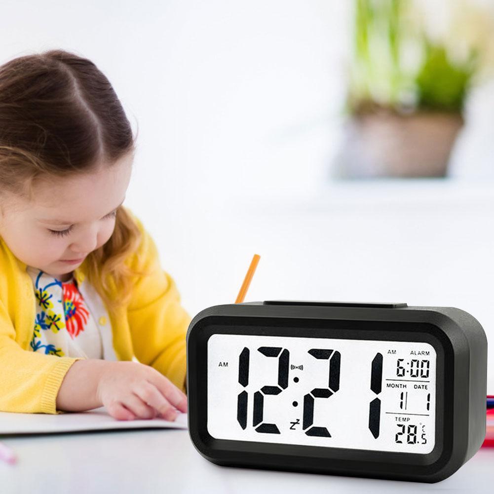 Alarm Clock Backlight Desktop Alarm Clocks Data Time Calendar Temperature Display Battery Operated Snooze Function