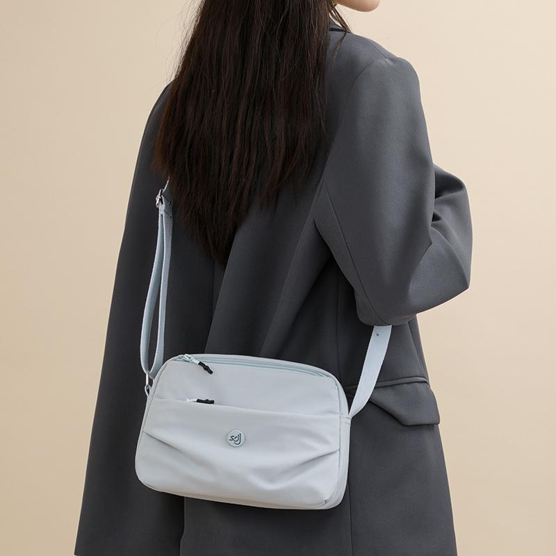 Women Small Capacity Tote Bag Waterproof Nylon Multi-Compartment Shoulder Bag Office Commute Crossbody Purse with Soft Fabric