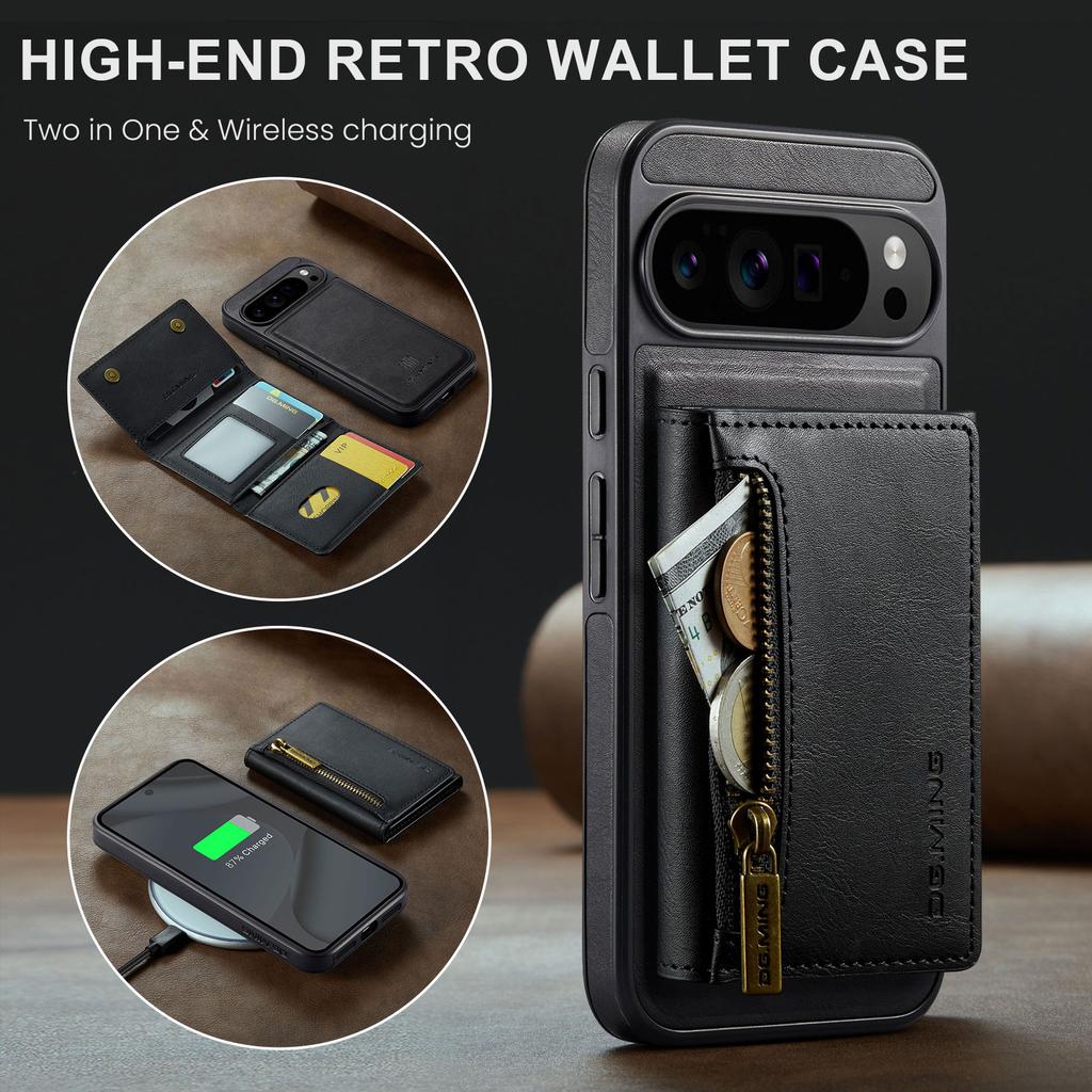 DG.MING M5 Series For Google Pixel 10 Pro XL Case Detachable Magnetic Leather Phone Cover with Card Slots