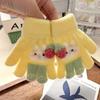 Grass plum rabbit children's gloves baby full finger thickened warm year old full finger child finger cover new gloves