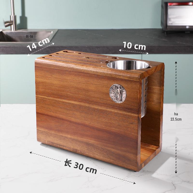 Transparent Acacia Wood Knife Holder for Kitchen Utensils