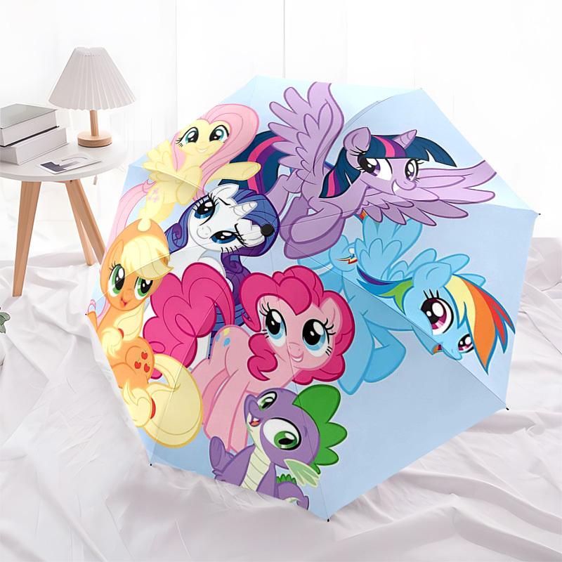 

1pc My Little Pony Automatic Folding Umbrella Portable Tri-Fold Design with 8-Bone Iron Frame, Outdoor for Fans, Travelers, Daily Use, Gift for All Oc