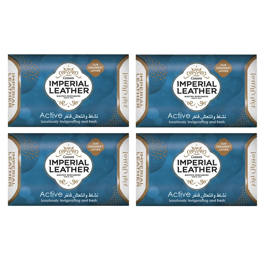 Cussons Imperial Leather Soap 175 G Active Bathing Bar, Rich Creamy Lather, Long-lasting Fragrance (pack of 4)