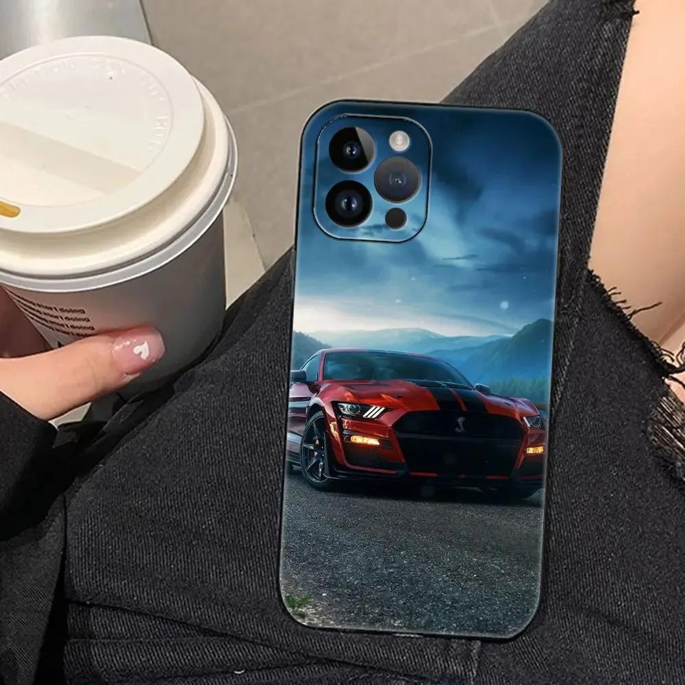 Luxury Sport Car M-Mustang Car Phone Case For Apple iPhone 15 14 13 12 11 Pro Max Mini 8 7 Plus X XR XS SE 2020 Black Soft Cover