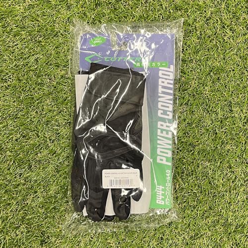 CUTTERS Batting Gloves B444S Power Control 4.0 Solid, Ambidextrous, Baseball/Softball, Size L, Black