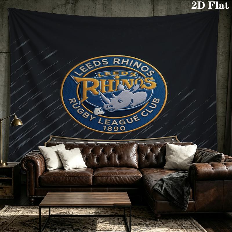 Custom Name Leeds Rhinos2 Printed Tapestry – Wall Hanging for Bedrooms, Dorms, and Home Decor