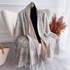 Luxury Cashmere Winter Scarves Embroidery Elegant Poncho Pareo Cape Warm Pashmina Shawl Chunky Headscarf Wrap Lady Turban