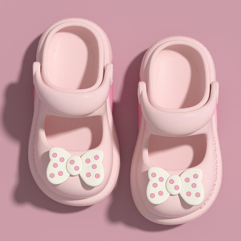 

Bowknot Girls Slippers Summer Mary Jane Girls Non-Slip Sandals Parent-Child Cute Princess Children s Clogs 24-25 розовый