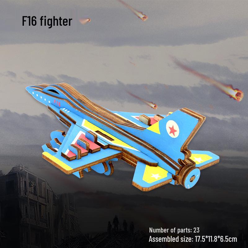 Wooden 3D Airplane Puzzle Educational DIY Toy for Children