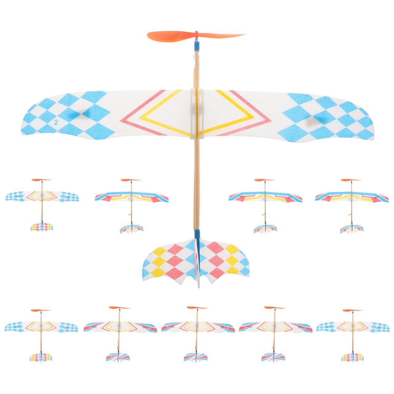 

VICASKY Rubber Powered Airplane Toy Set, 10-Piece Handmade Model Biplane Kit for Kids, Educational and Fun for Parents and Children