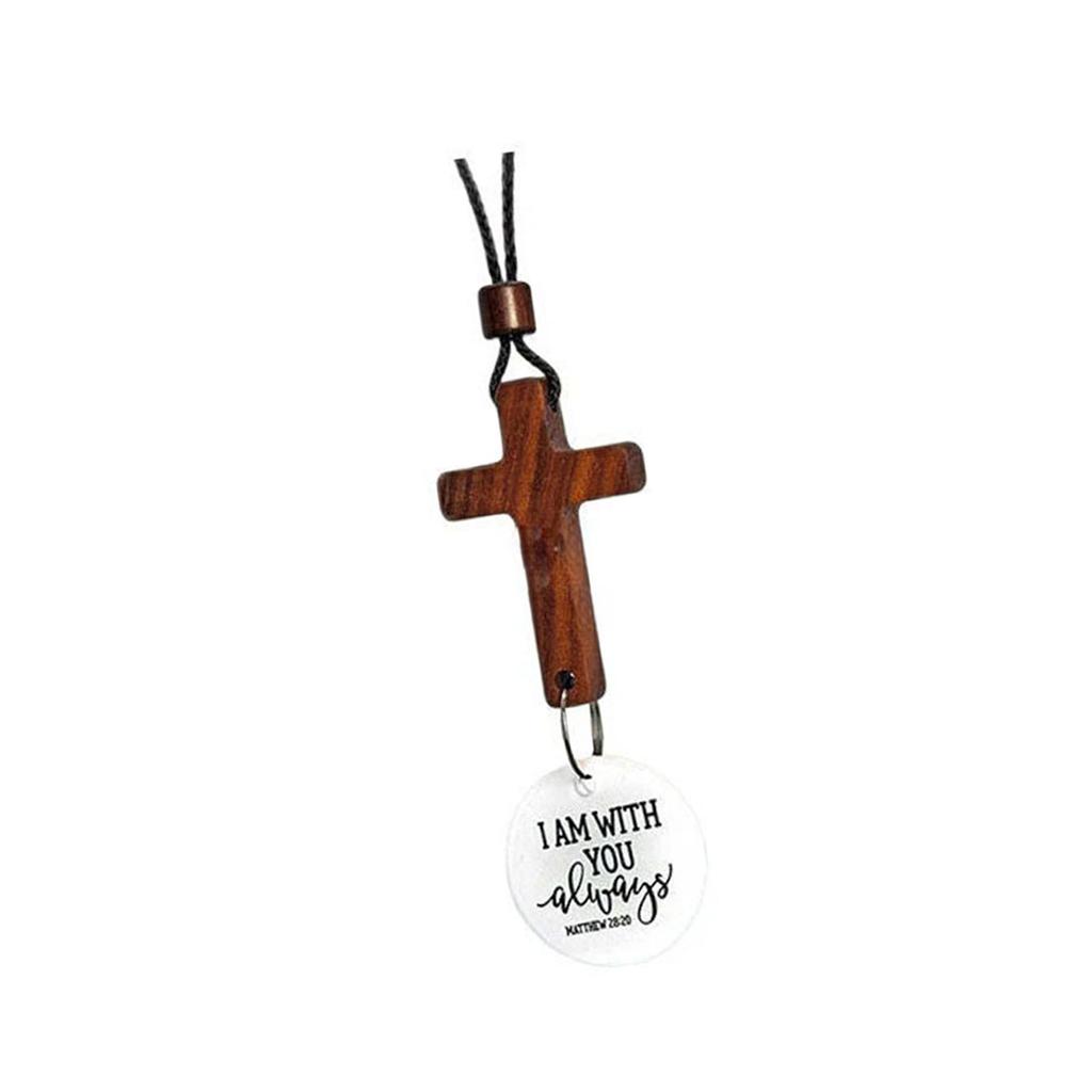 Faith Car Pendant Crosses Wooden Blessing Hanging Decoration For Rearview Mirror Simple Installation