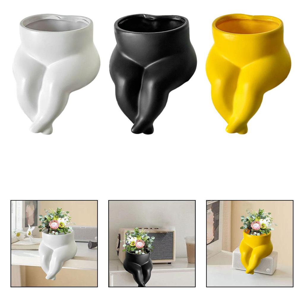 Resin Body Form Flower Pot Vase Versatile for Fireplace Decor, Decorative Minimalist Desk Edge Ornament