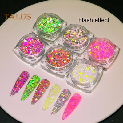 6 Box Nail Pigment Powder Sparkling Decorative Non-falling Fashion High Gloss Colorful Faux Diamond Glitter Powder Household Supply