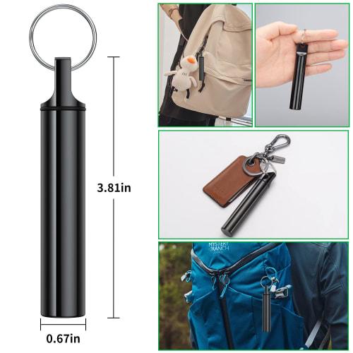 3-Piece Metal Portable Toothpick Holder, Stainless Steel Pocket Toothpick Holder, Aluminum Waterproof Case Toothpick Container with Keychain for Outdo