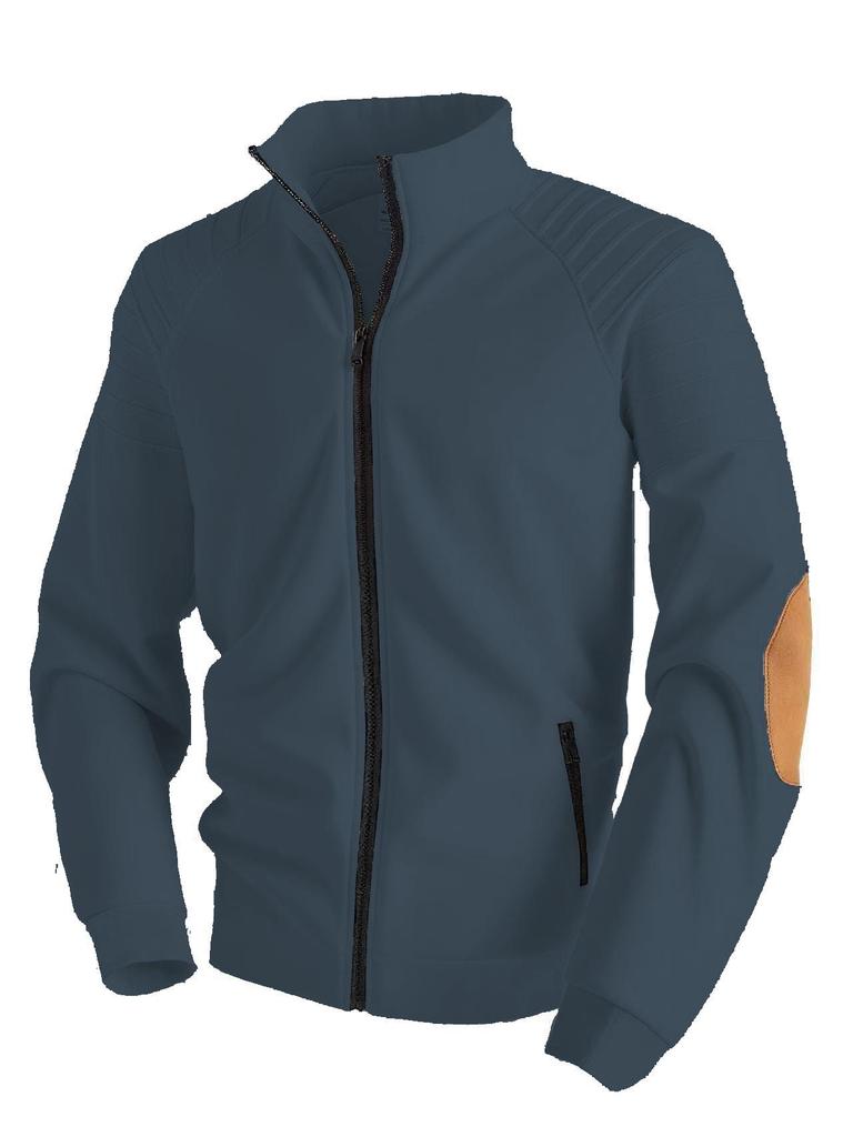 European Men's Stand-up Collar Zipper Jacket with Arm Pleats - High-Quality Casual Spring/Autumn Coat