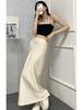 High-End Women's Satin Fishtail Skirt: 2025 Spring/Summer Elegant High-Waisted Hip-Hugging Design with Invisible Zipper
