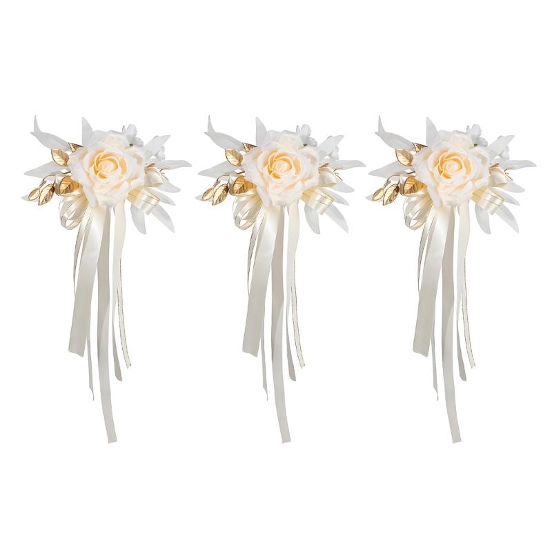 Ceremony Vehicle Handle Flower Ornament with Rose and Suction Cup for Wedding Car Styling and Photo Use