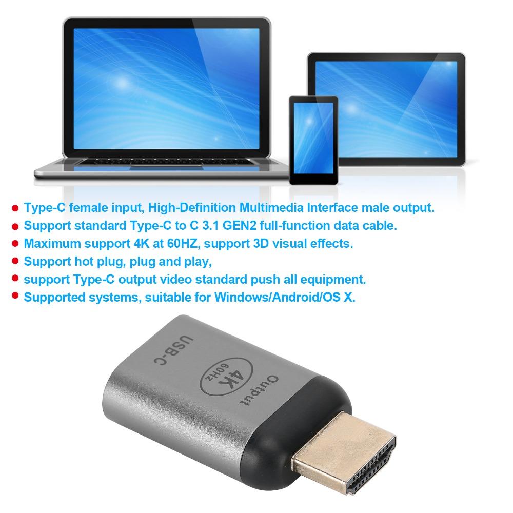 4K 60Hz USB-C zu HD Adapter Aluminiumlegierung Gehäuse HD Adapter Anschluss für Tablet, Telefon, Laptop