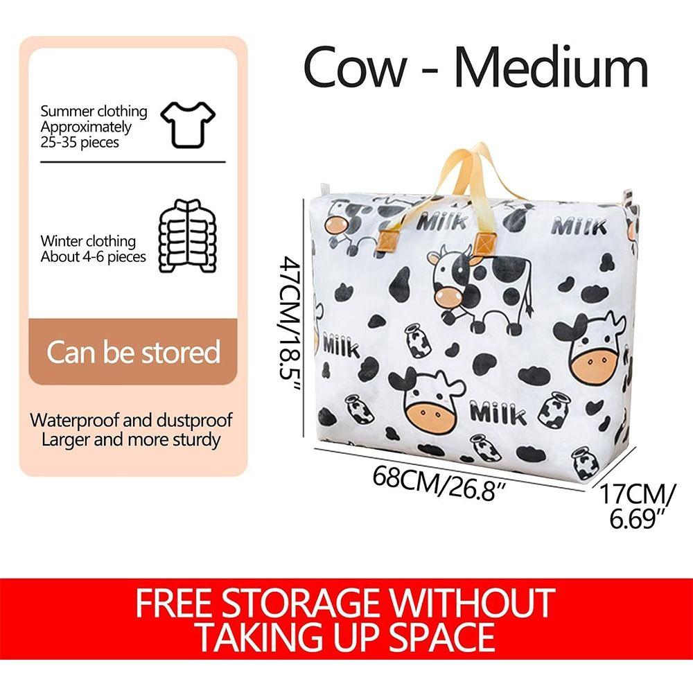Folding Clothes Storage Organiser Cow Pattern Quilt Storage Bag Travel Compression Bag  Home
