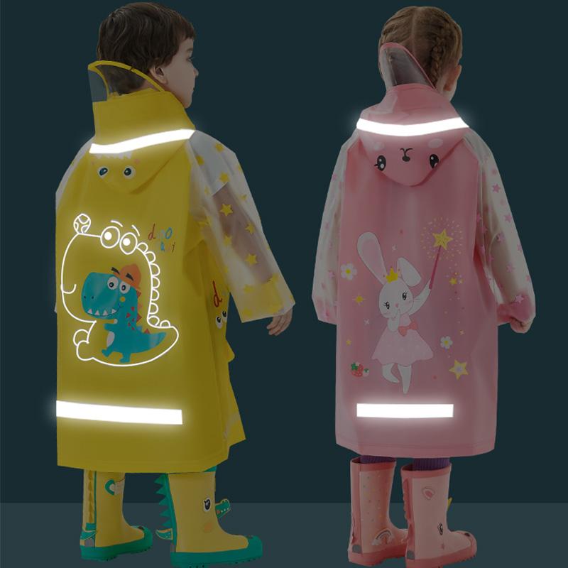 S-4XL Kids Raincoat Wateproof Children Dinosaur Rain Poncho Cute Rain Coat Jacket With Backpack Position Student RainWear