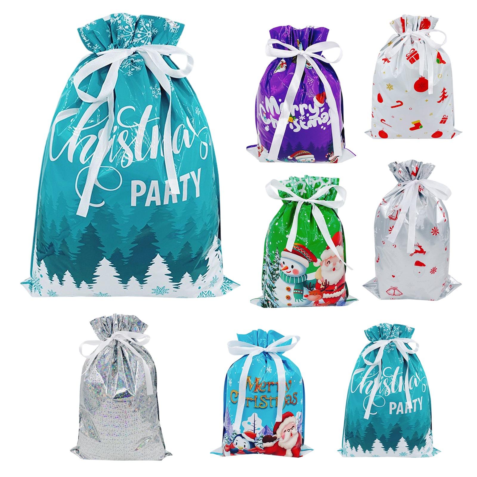 

Drawstring Christmas Gift Bags, New Foil Gift Bags, Decorative Gift For Holiday Celebrations, Portable Multicolor Gift Pouches For Kids One Size белый