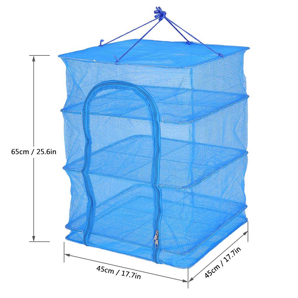 45 * 45 * 65cm Folding 4 Layers Fish Mesh Hanging Drying Net Food Dehydrator Fish Vegetable Dryer Net