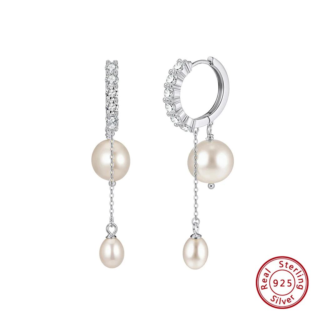 ORSA JEWELS 14K Gold 925 Sterling Silver Dangle Pearl Earrings with Handpicked Natural Baroque Pearl for Women Jewelry GPE126