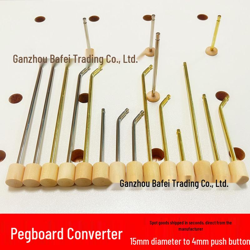 Pegboard Converter Hook: 15mm to 4mm Solid Wood Rod Display Adapter Black 5cm Straight Hook Set