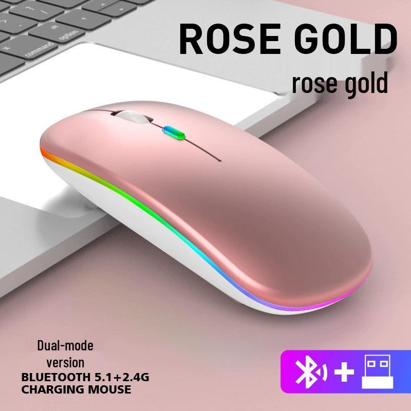 Dual-Mode Ultra-Thin Rechargeable Bluetooth Silent Mouse with Luminous Feature for Office and Tablet Use