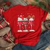 Wine Glasses Christmas T Shirt Women's Fashion Funny Merry Christmas T Shirt Cute Women Graphic T-shirt Clothing