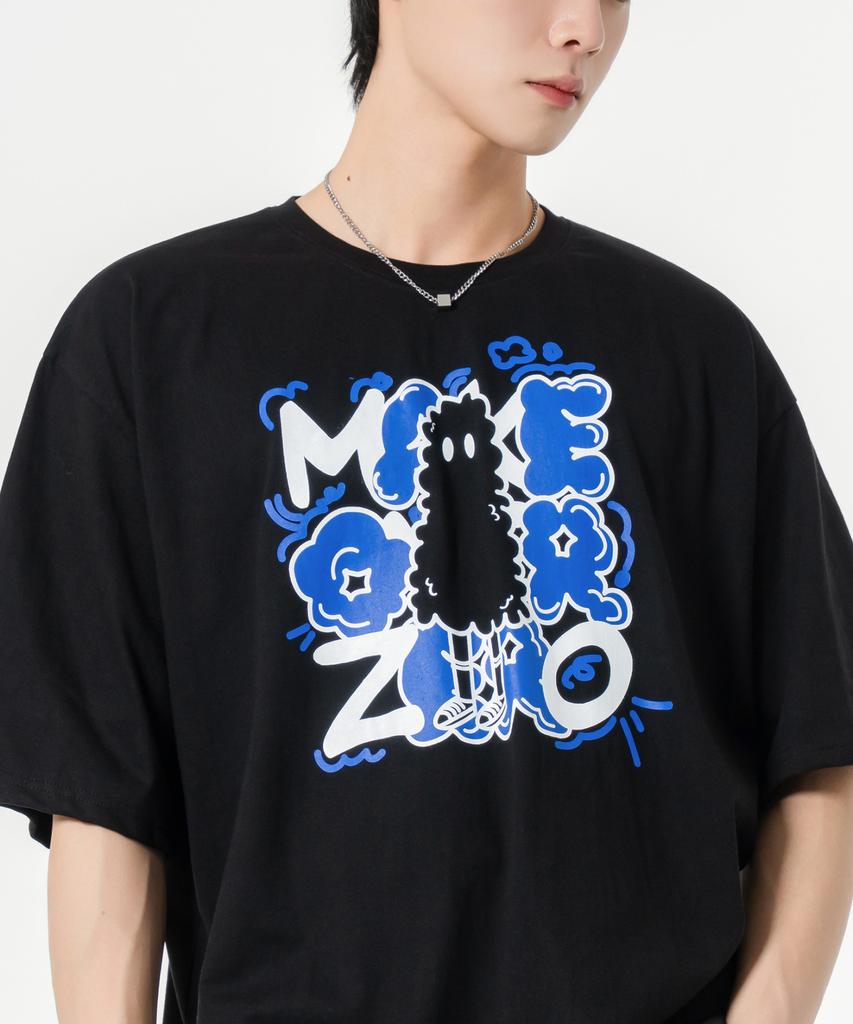 MOZMOZ Cloud Oversized Short Sleeve T-Shirt Black
