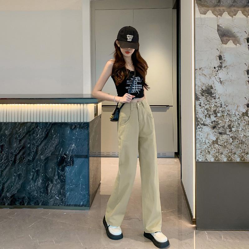 Women's High-Waist Wide-Leg Jeans - Slim, Straight, and Loose Fit for Spring, Autumn, Winter 2024.