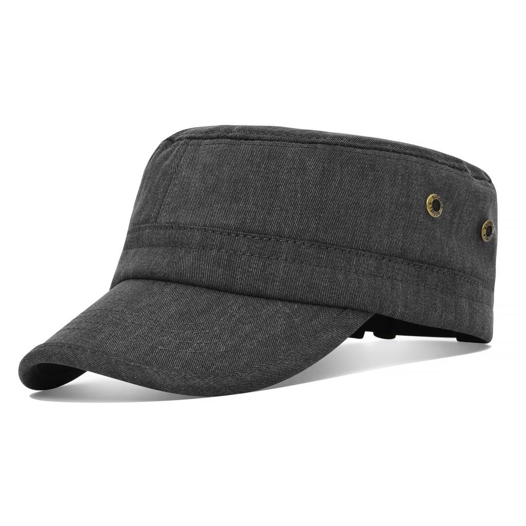 BOTVELA Men Women Cotton Twill Army Cap Adjustable Military Hat Vintage Flat Top Cap