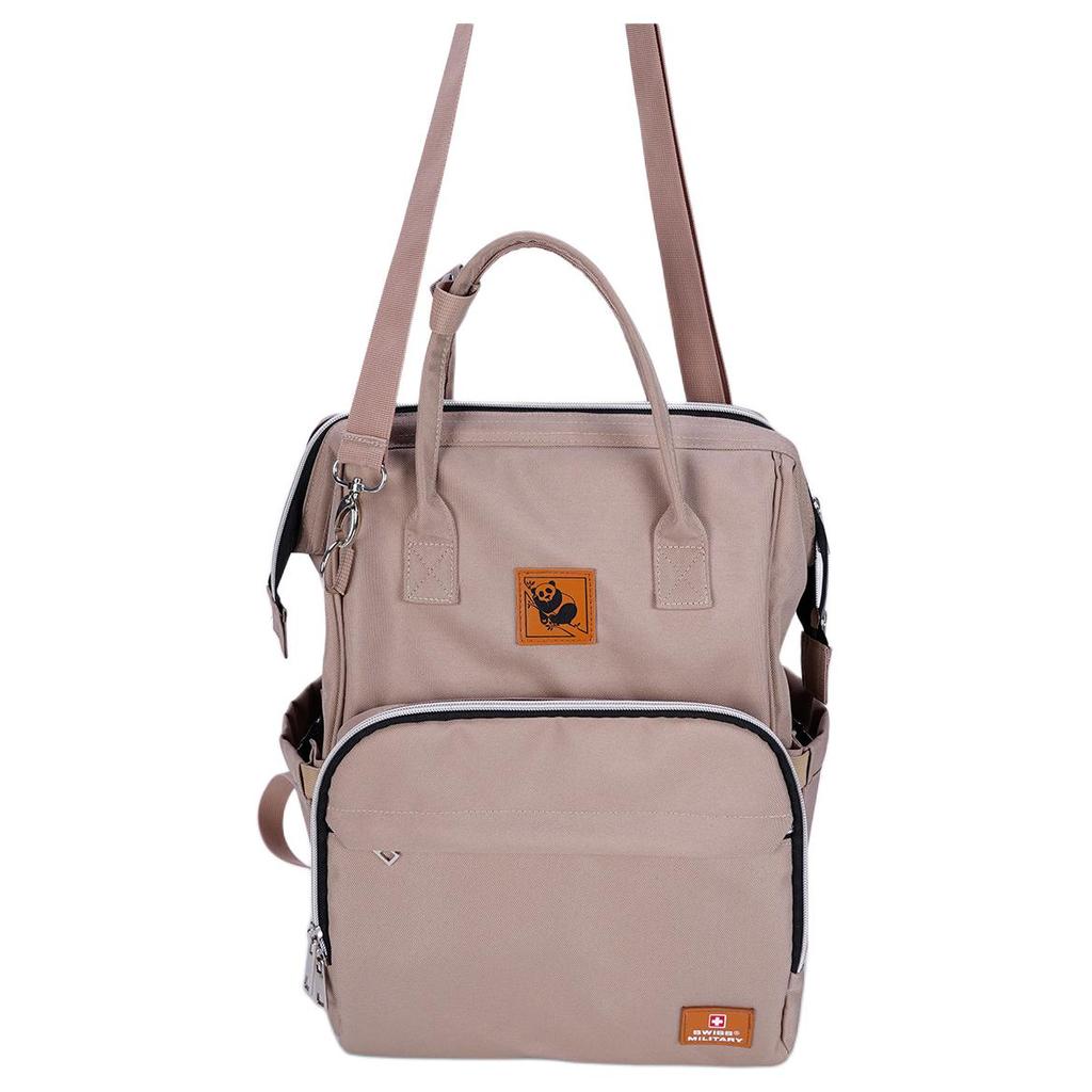 New SWISS MILITARY PU Backpack Storage Bag Large Unisex Light Brown SW24QXS008