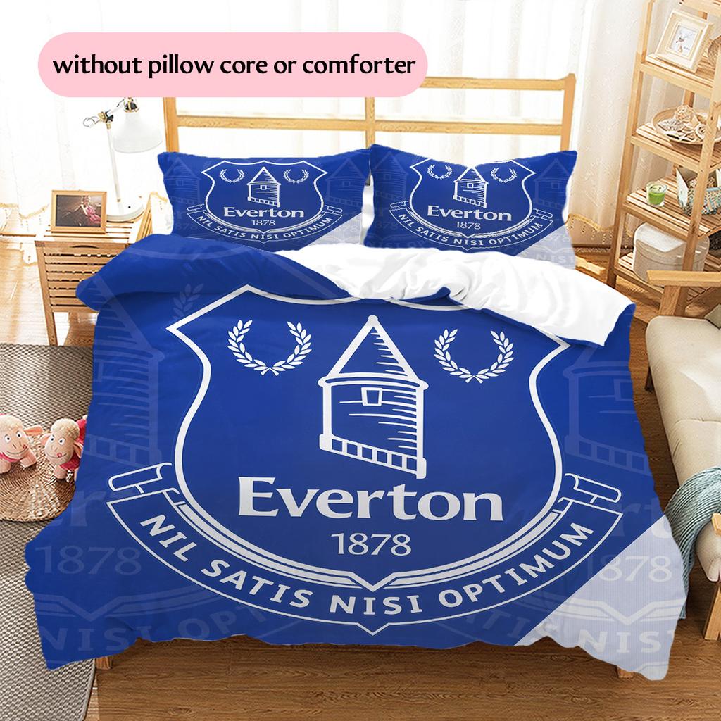 Everton F.C.  Pattern Bedding Quilt Set  Home Decoration  Gift (1 * Duvet Cover + 2 * Pillowcase  Without Core)
