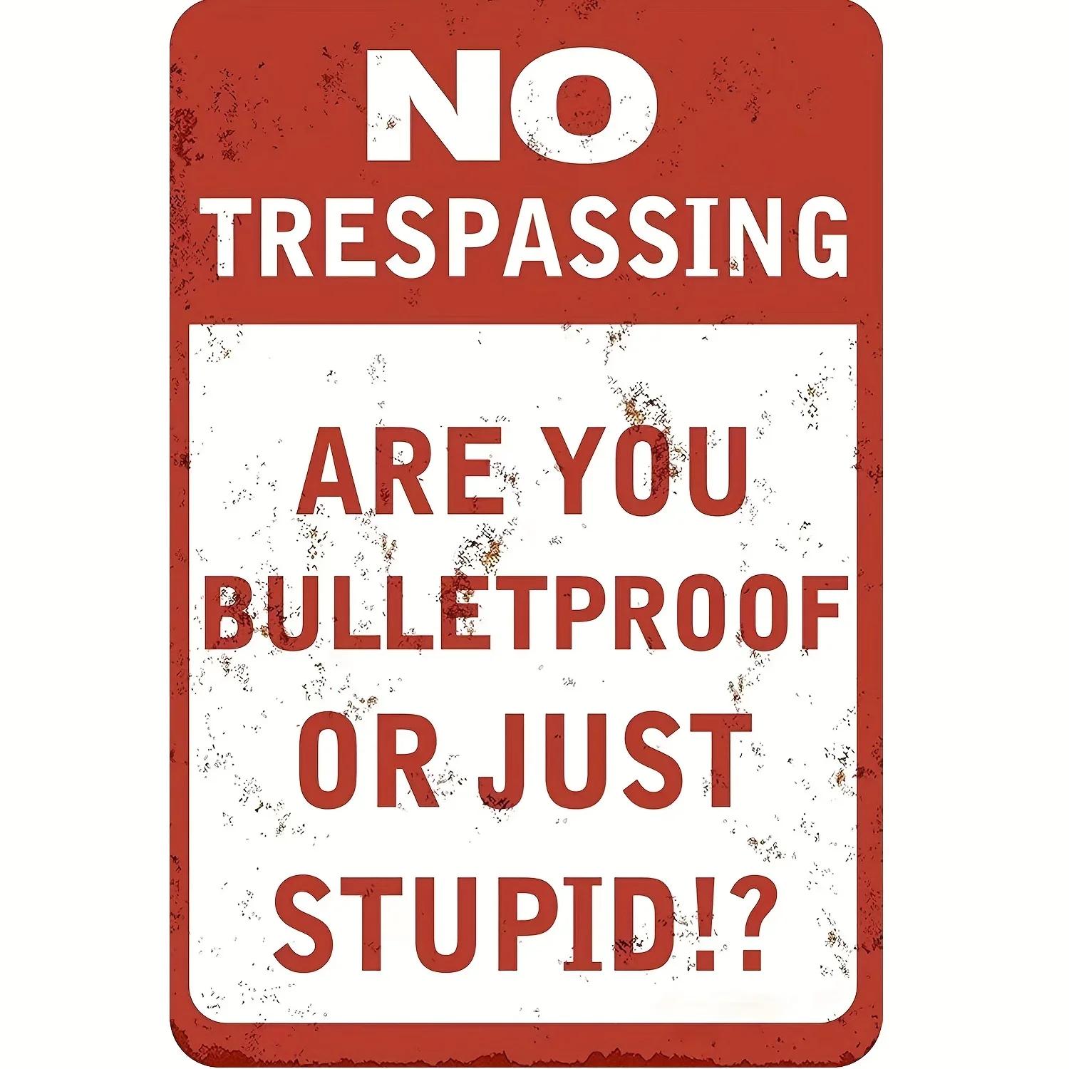 

Vintage Tin Sign No Trespassing Weatherproof Retro Decor for Home Bar Garage Gift 20x30cm