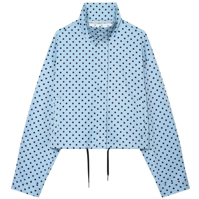 Giacca a pois Giacche da donna Mezza stagione Manica lunga oversize Capo esterno Aviatore Taglie forti Con zip Corto Cappotti