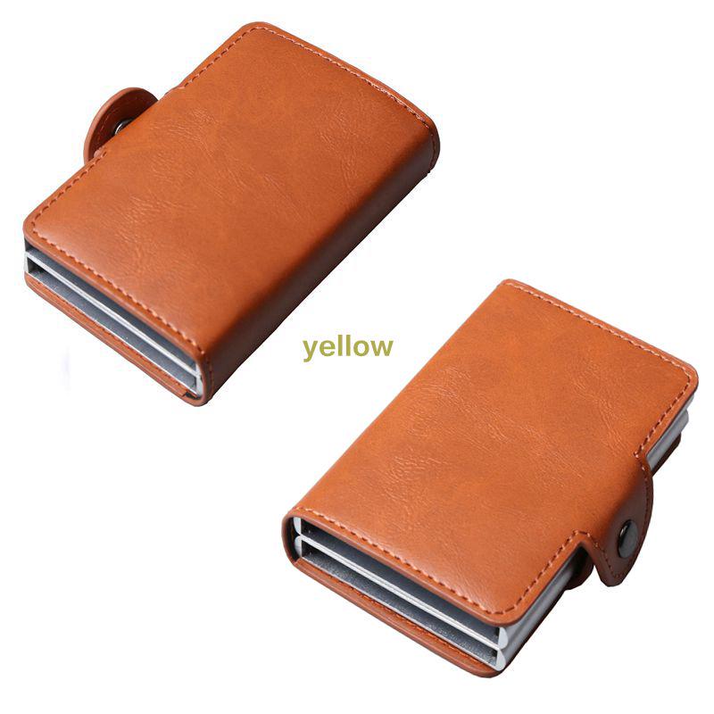 

Мужской деловой держатель для кредитных карт из натуральной кожи, зажим для денег, держатель для наличных, кошелек, кошелек жёлтый