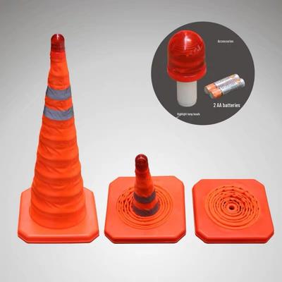 Retractable Lightweight Traffic Cone with Reflective Strips for Emergency Roadblock and Safety Warning