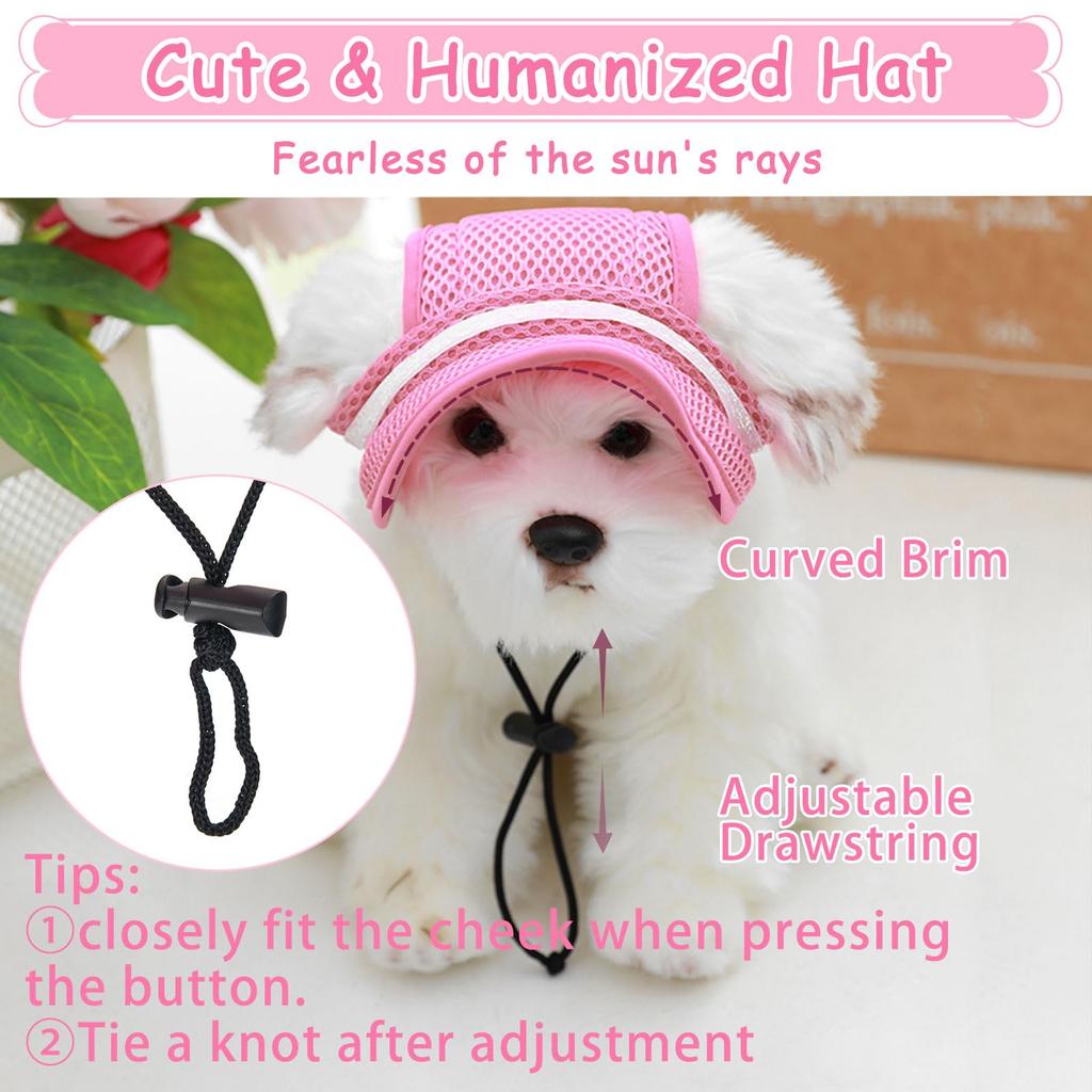 Adjustable Pets Hat Polka Dot Dog Hat with Ear Holes Breathable Mesh Sun Cap for Dogs Outdoor Sun Cap Pet Outdoor Hat Supplies