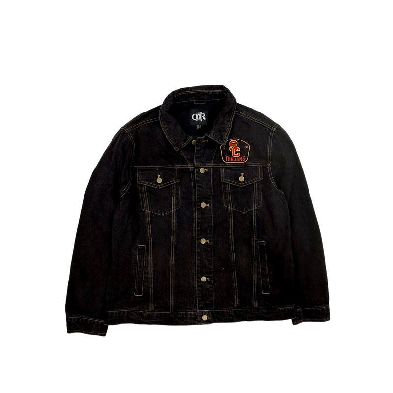 European and American Style Men s Heavy Denim Jacket with Embroidery, Suitable for Spring and Autumn, American Retro Jacket for Fall and Winter Black XL