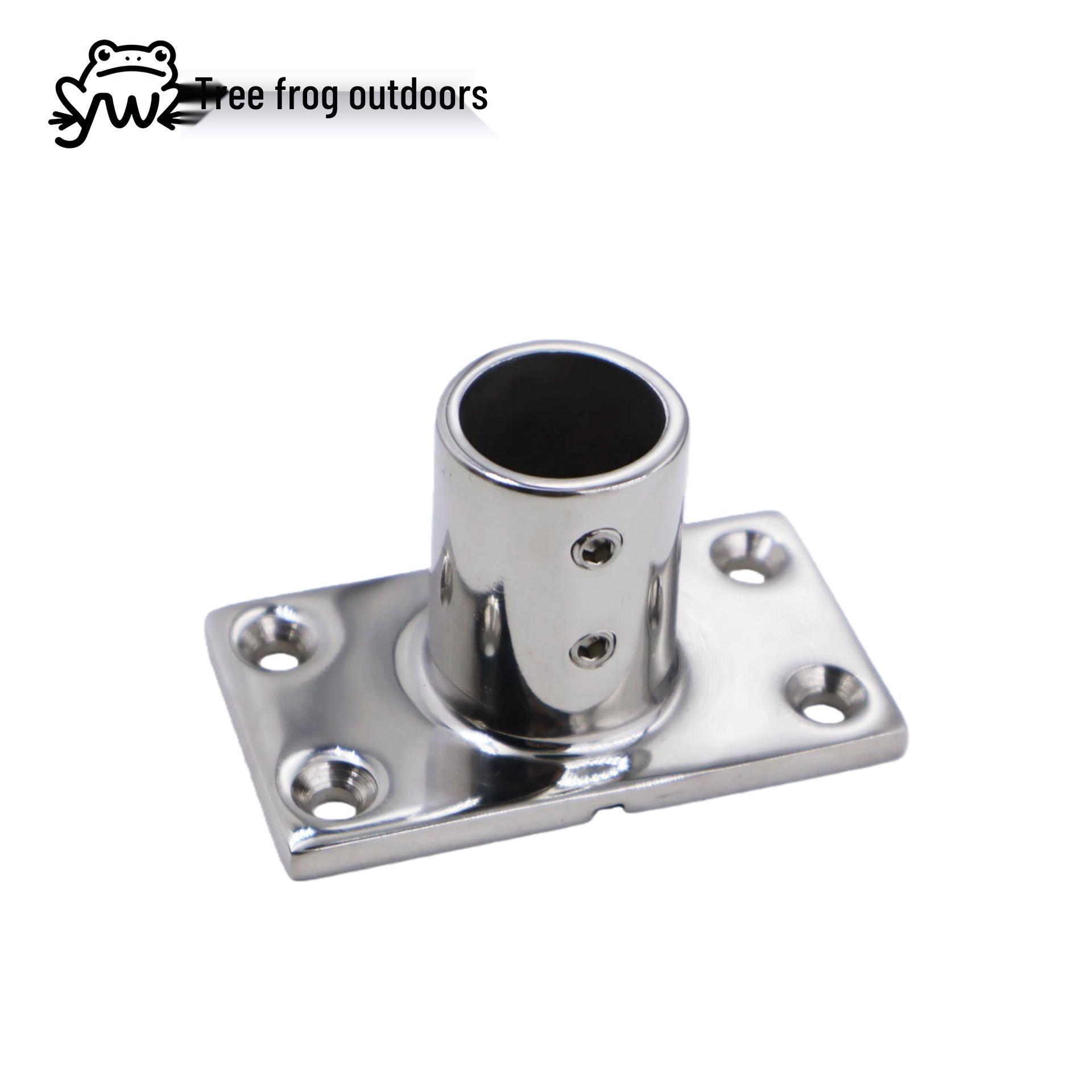 316 Stainless Steel 90° Square Tube Yacht Handrail Base, Mirror Polished Stanchion. 22mm Square Tube Seat