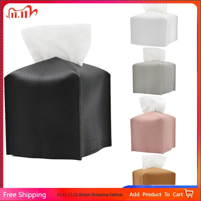 Decorative Square Tissue Box PU Leather Tissue Holder Facial Paper Organizer for Bathroom Modern Tissue Box Holder Kitchen