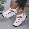 Fashion Hollow Out Wedge Heel Close Toe Gladiator Sandals Women 2025 Summer Thick Bottom Medium Heel Shoes Soft Sole Casual Shoes