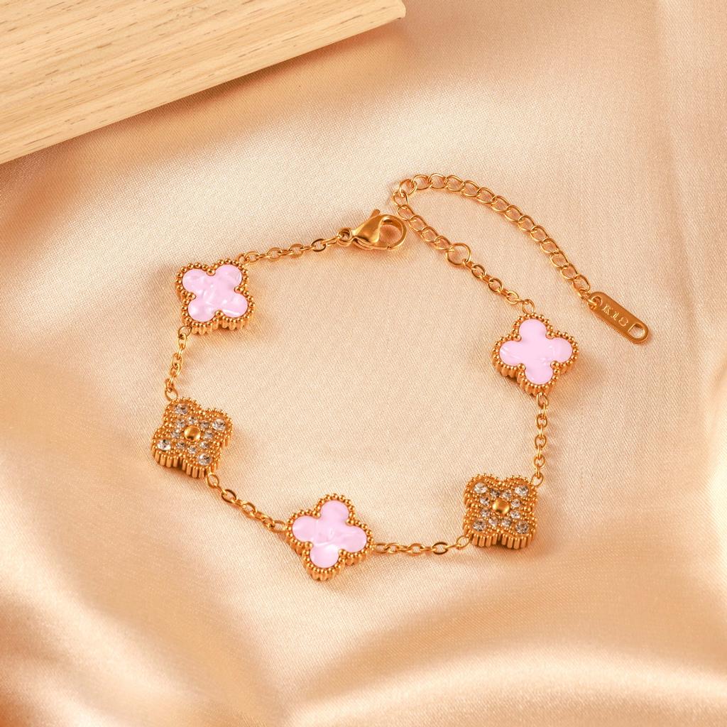 Four-leaf Clover Bracelet - Women's Luxury 18k Gold Plated Sparkling Bracelet