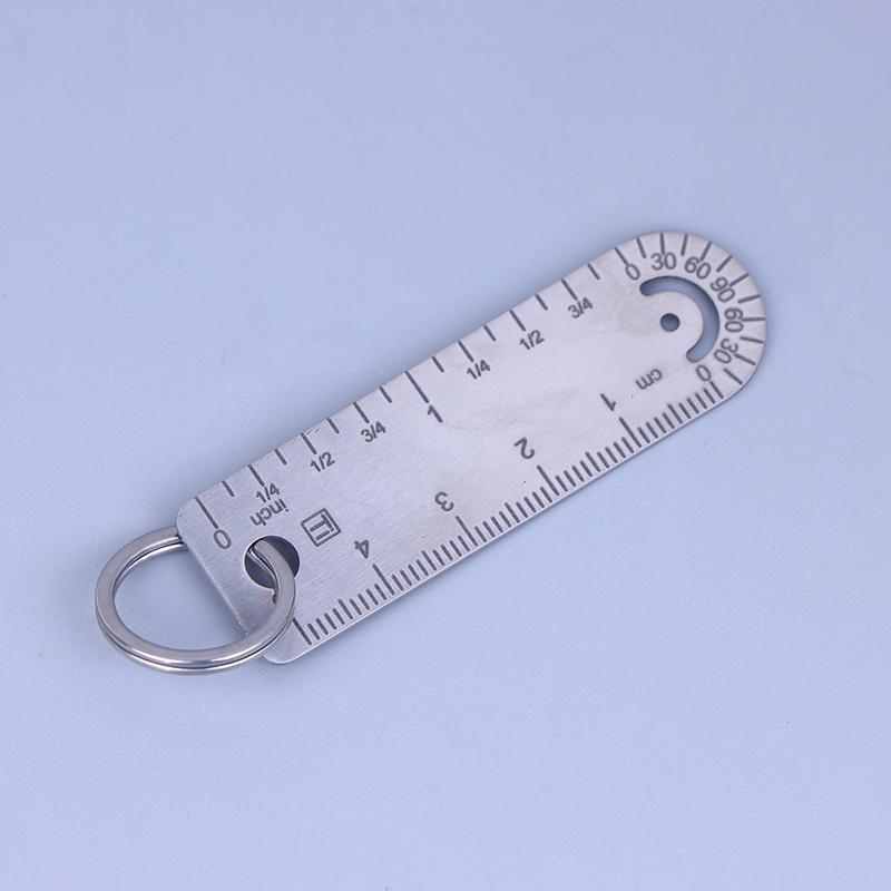 1Pc Portable Mini Titanium Alloy Ruler Titanium Small Ruler Keychain Pendant Keychain Accessories Outdoor Tool